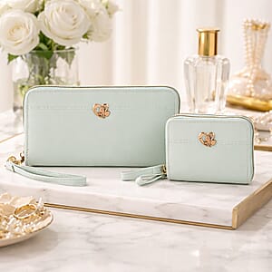 Tamsy Mint Green Faux Leather Short Wallet and Long Wallet