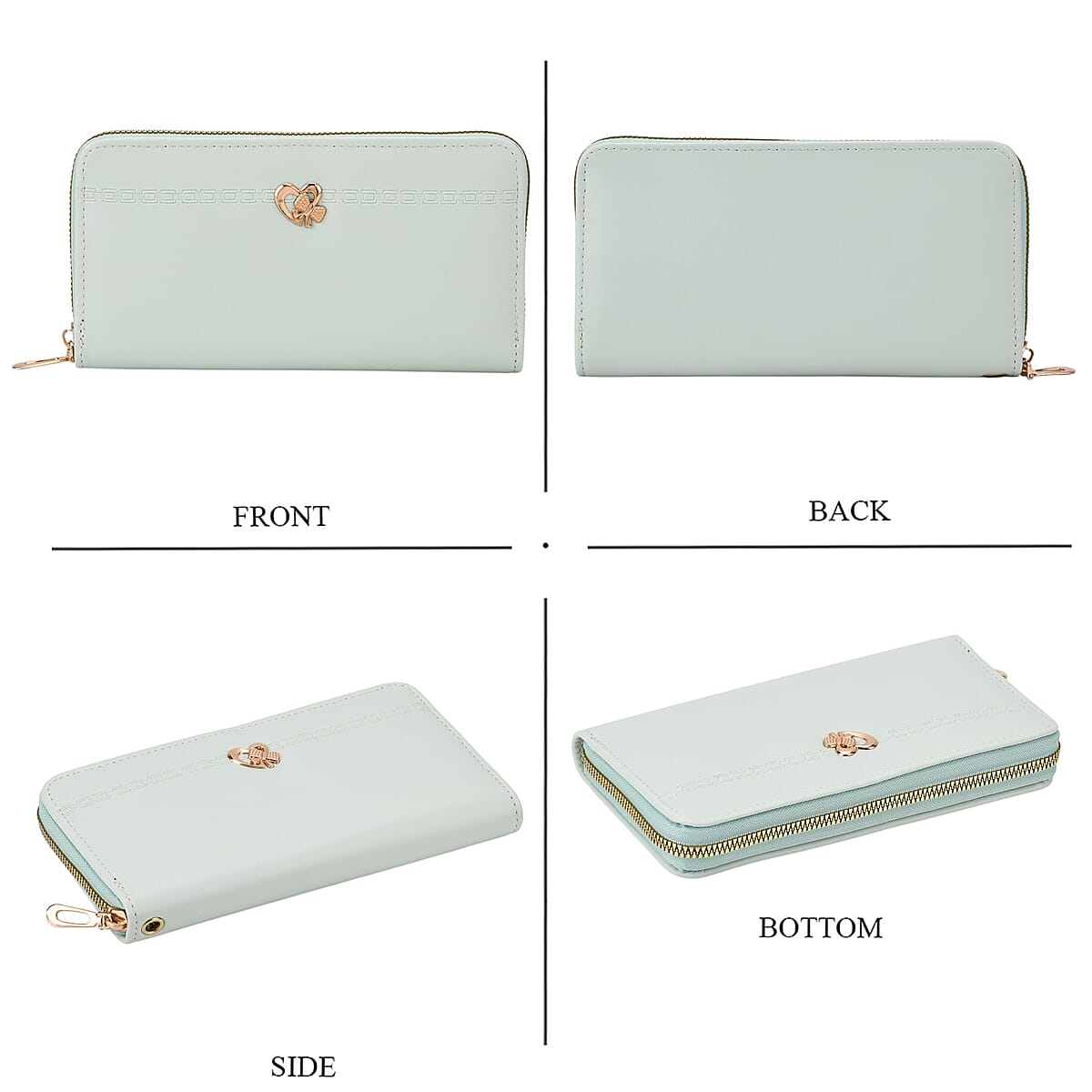 Tamsy Mint Green Faux Leather Short Wallet and Long Wallet image number 3