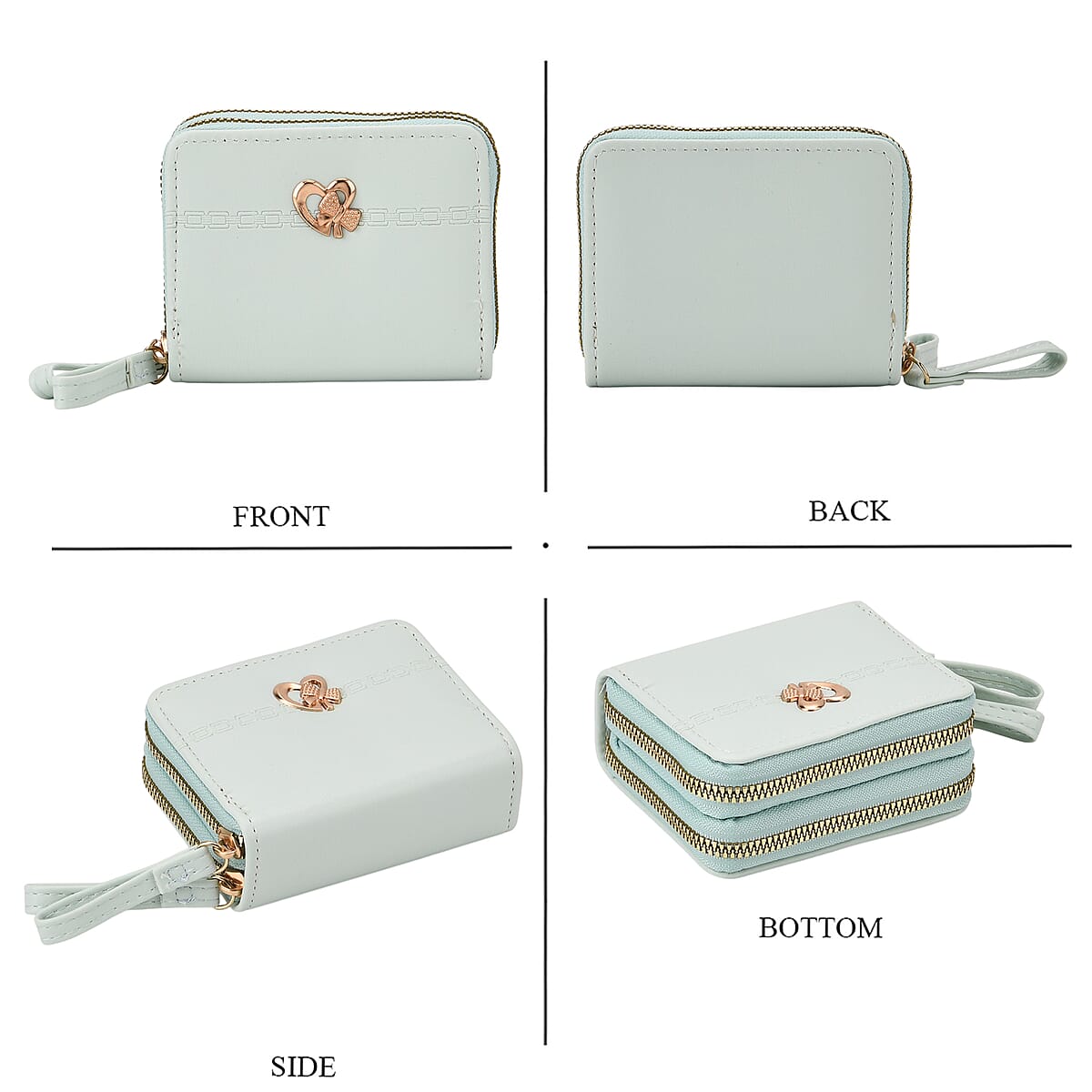 Tamsy Mint Green Faux Leather Short Wallet and Long Wallet image number 5