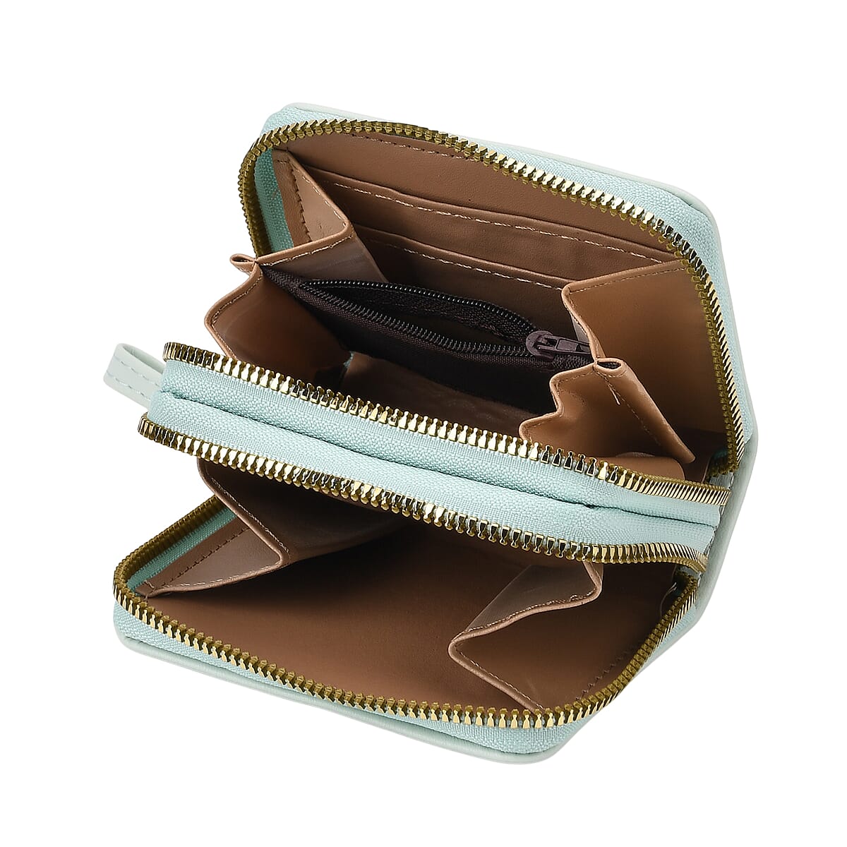 Tamsy Mint Green Faux Leather Short Wallet and Long Wallet image number 6