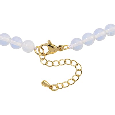 Opalite 110.00 ctw Carved Wing Pendant with Beaded Necklace in Goldtone 18-20 Inches