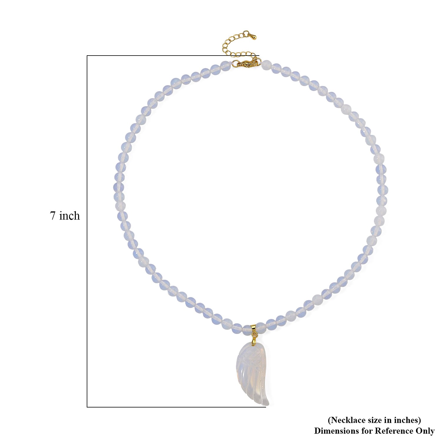 Opalite 110.00 ctw Carved Wing Pendant with Beaded Necklace in Goldtone 18-20 Inches