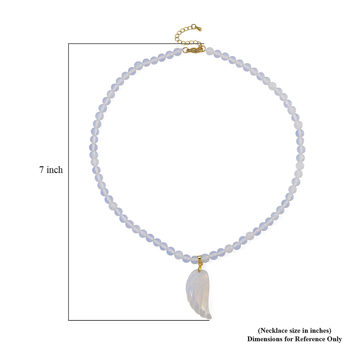 Opalite 110.00 ctw Carved Wing Pendant with Beaded Necklace in Goldtone 18-20 Inches image number 5