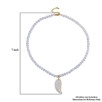 Opalite 110.00 ctw Carved Wing Pendant with Beaded Necklace in Goldtone 18-20 Inches