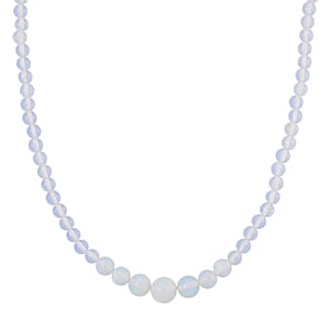 Opalite 200.00 ctw Beaded Graduation Necklace 18-20 Inches in ION Plated YG Stainless Steel