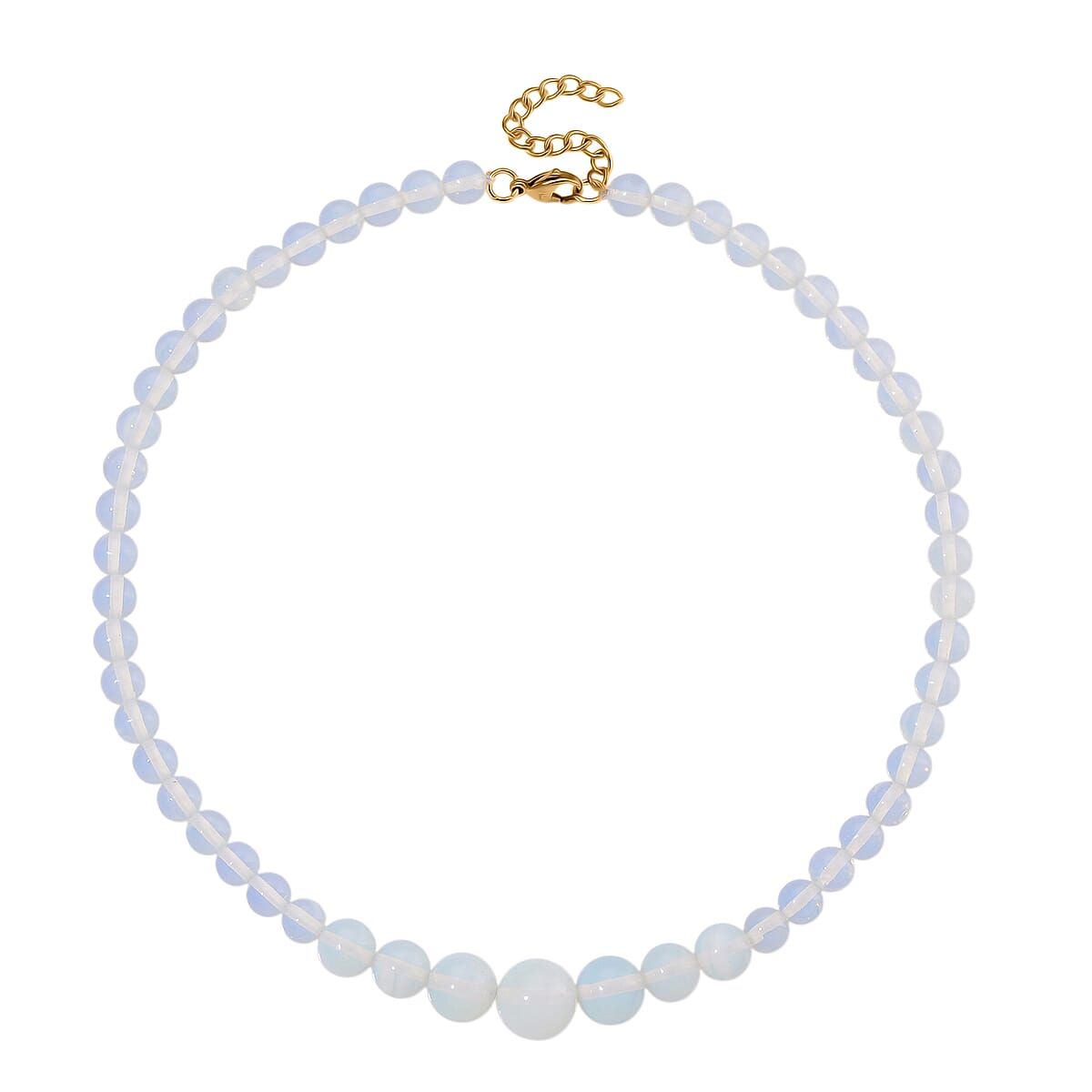 Opalite 200.00 ctw Beaded Graduation Necklace 18-20 Inches in ION Plated YG Stainless Steel image number 2