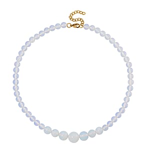 Opalite 200.00 ctw Beaded Graduation Necklace 18-20 Inches in ION Plated YG Stainless Steel