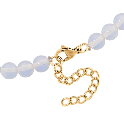 Opalite 200.00 ctw Beaded Graduation Necklace 18-20 Inches in ION Plated YG Stainless Steel