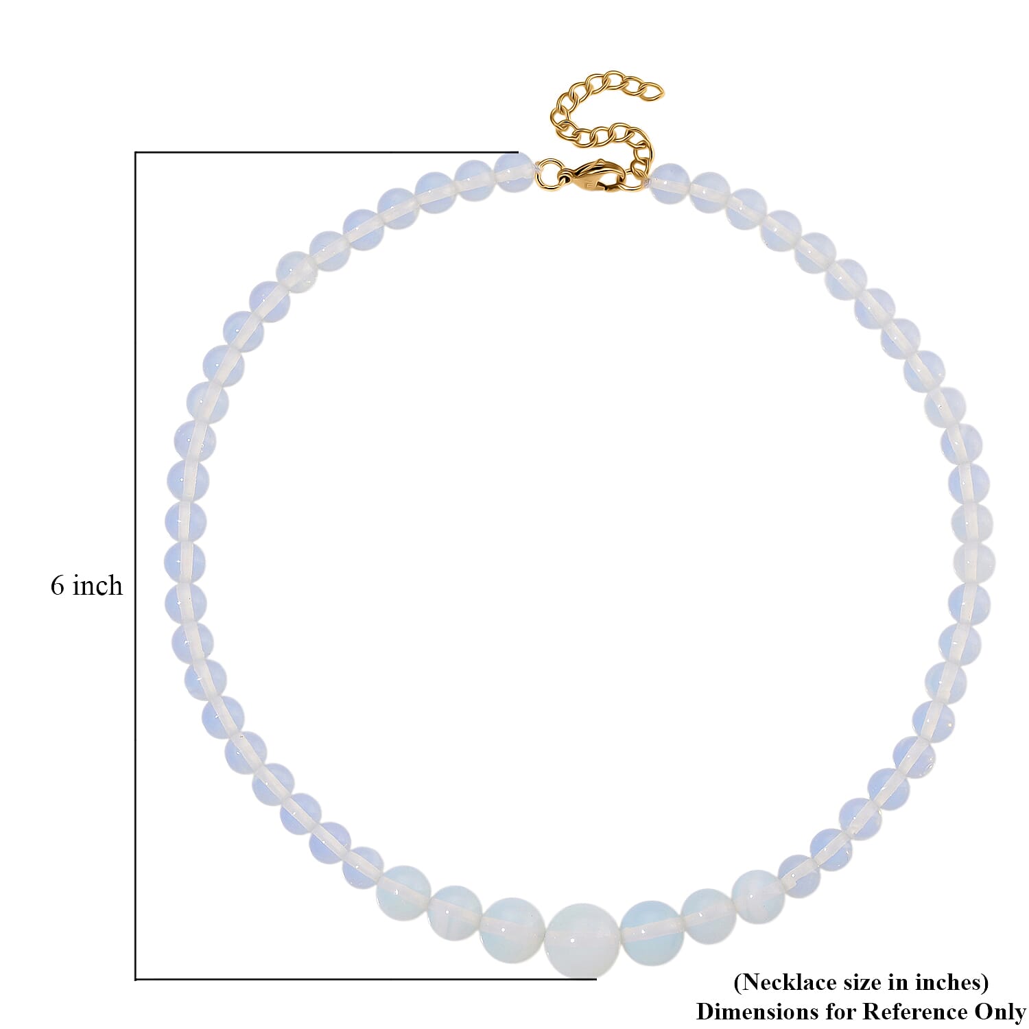 Opalite 200.00 ctw Beaded Graduation Necklace 18-20 Inches in ION Plated YG Stainless Steel
