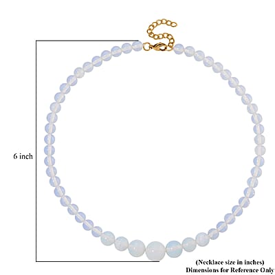 Opalite 200.00 ctw Beaded Graduation Necklace 18-20 Inches in ION Plated YG Stainless Steel