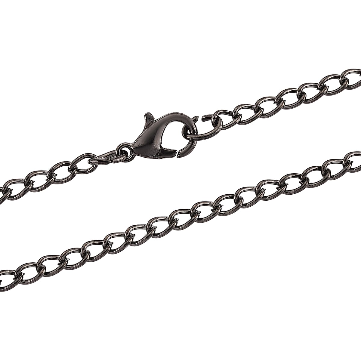 Strada White Glass, Multi Color Austrian Crystal Japanese Movement Heart Shaped Pocket Watch with Chain (31 Inches) in Black Silvertone image number 6