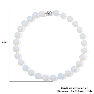 Opalite 520.00 ctw Beaded Necklace in Stainless Steel 20 Inches