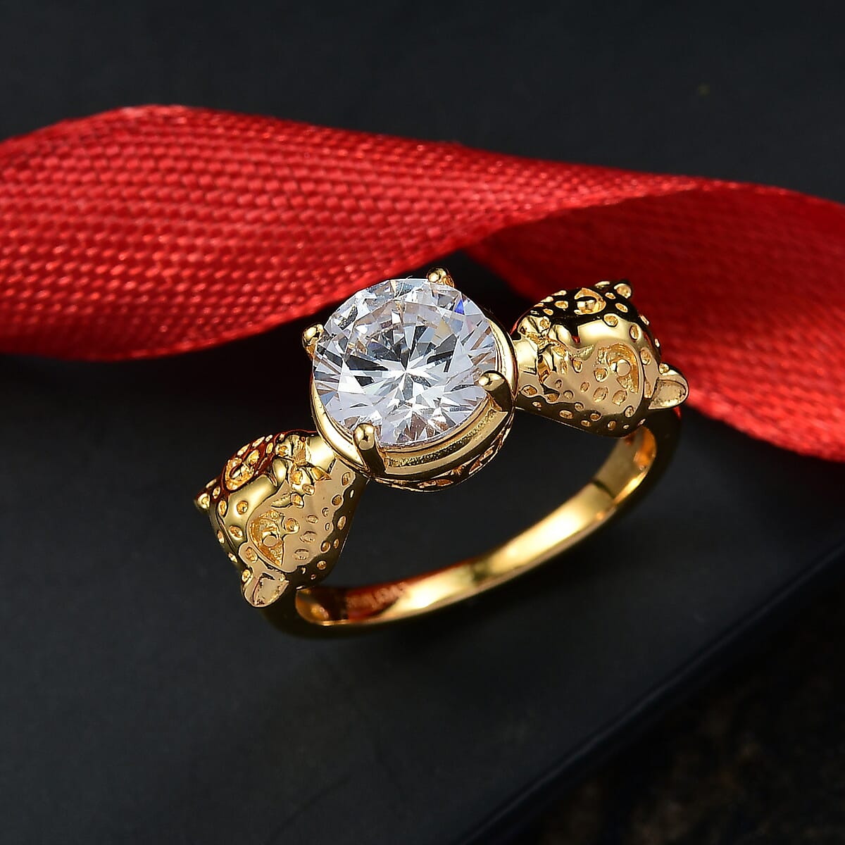 EverTrue Simulated Diamond Ring in 18K YG Plated (Size 10.0) image number 1