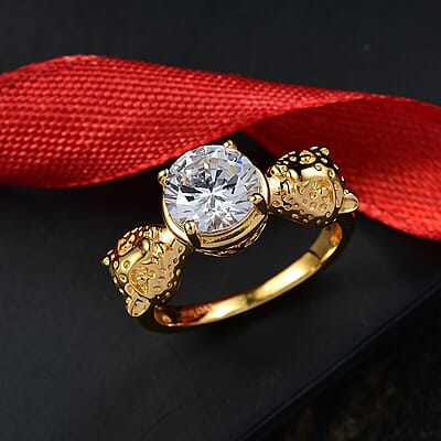 EverTrue Simulated Diamond Ring in 18K YG Plated (Size 6.0)