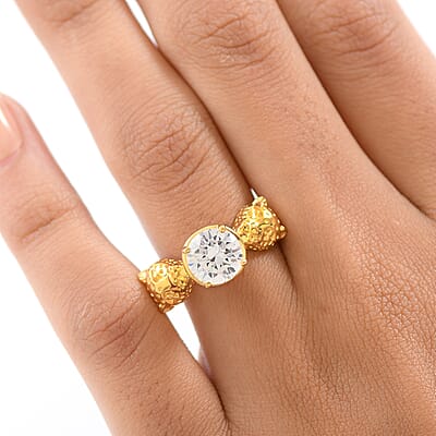 EverTrue Simulated Diamond Ring in 18K YG Plated (Size 6.0)