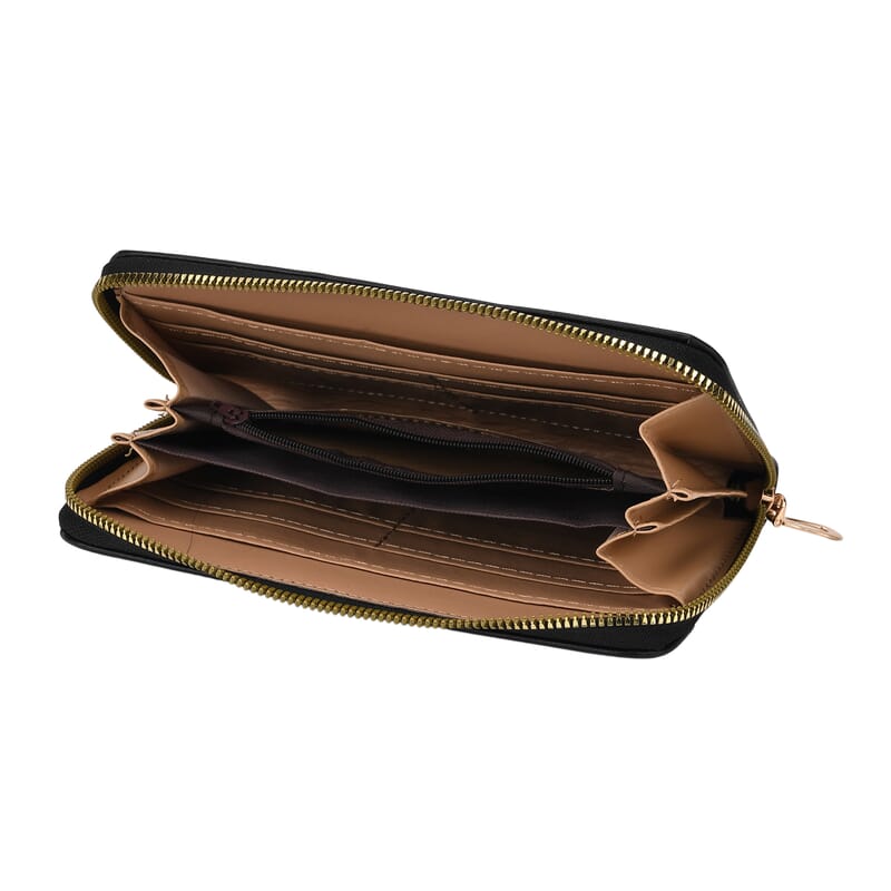 Tamsy Black Faux Leather Quilted Short Wallet and Long Wallet