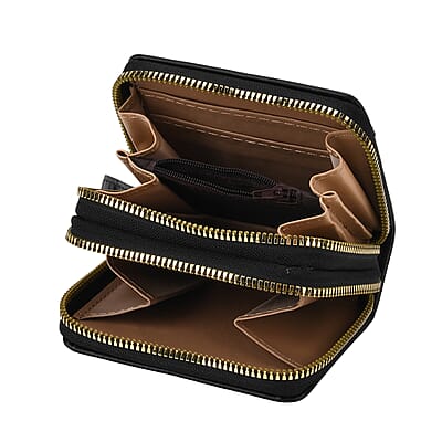 Tamsy Black Faux Leather Quilted Short Wallet and Long Wallet