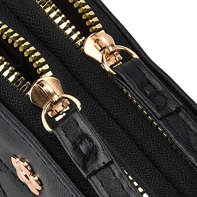 Tamsy Black Faux Leather Quilted Short Wallet and Long Wallet