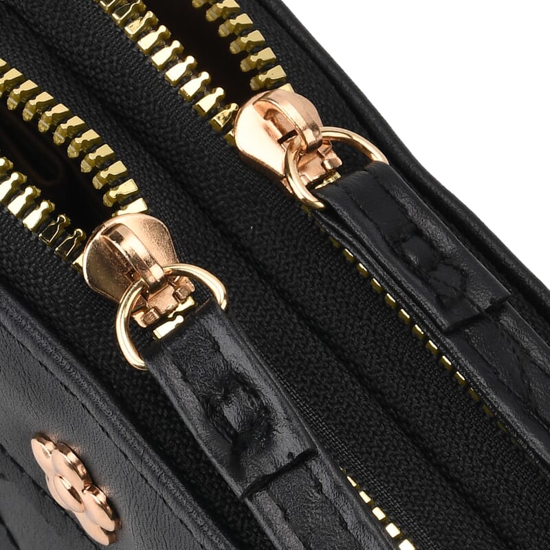 Tamsy Black Faux Leather Quilted Short Wallet and Long Wallet