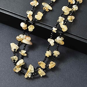 Smoky Quartz and Thai Black Spinel 280.00 ctw Stone Necklace 36 Inches