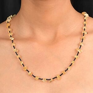 Smoky Quartz and Thai Black Spinel 280.00 ctw Stone Necklace 36 Inches