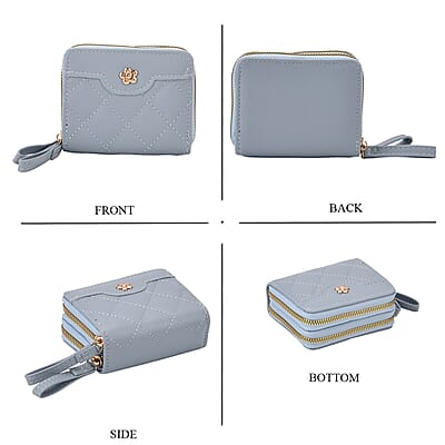 Tamsy Blue Faux Leather Quilted Short Wallet and Long Wallet