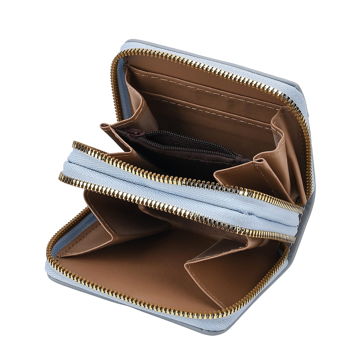 Tamsy Blue Faux Leather Quilted Short Wallet and Long Wallet image number 6