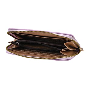 Tamsy Light Purple Faux Leather Quilted Short Wallet and Long Wallet