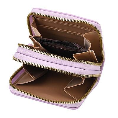 Tamsy Light Purple Faux Leather Quilted Short Wallet and Long Wallet