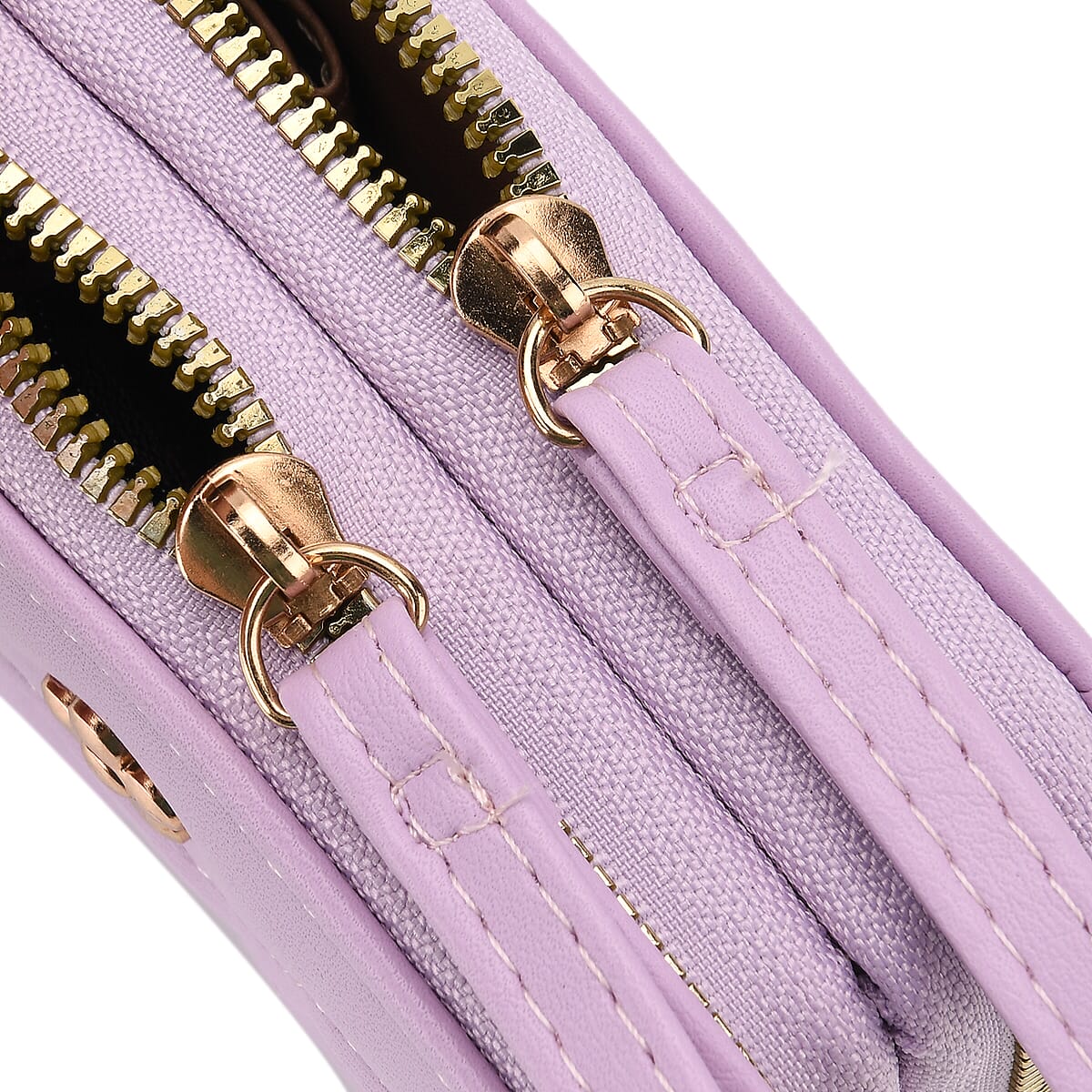 Tamsy Light Purple Faux Leather Quilted Short Wallet and Long Wallet image number 6