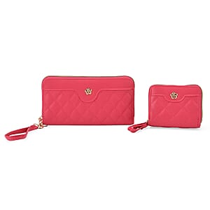 Tamsy Rose Pink Faux Leather Quilted Short Wallet and Long Wallet