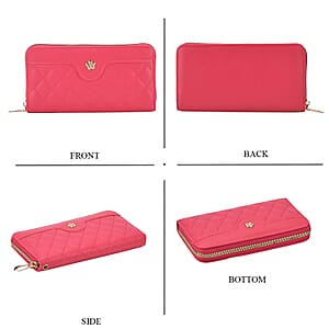 Tamsy Rose Pink Faux Leather Quilted Short Wallet and Long Wallet