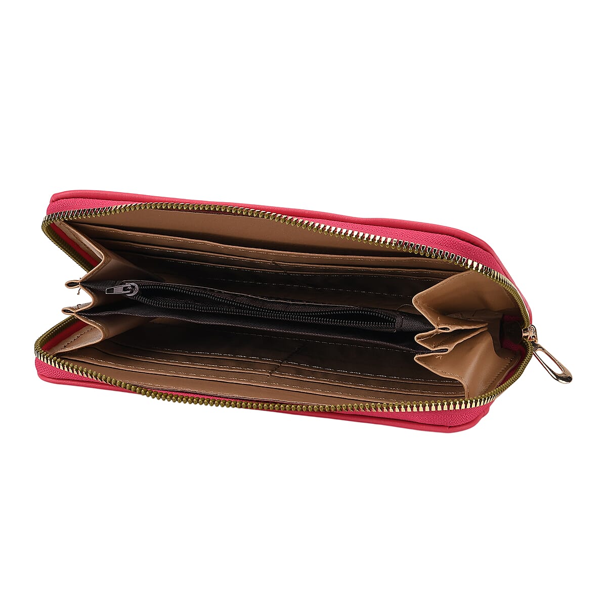 Tamsy Rose Pink Faux Leather Quilted Short Wallet and Long Wallet image number 3