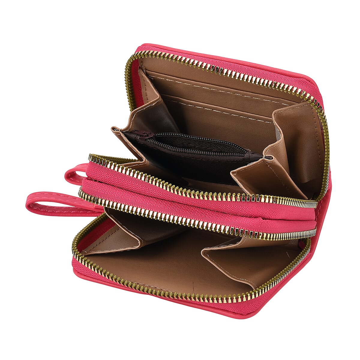 Tamsy Rose Pink Faux Leather Quilted Short Wallet and Long Wallet image number 5