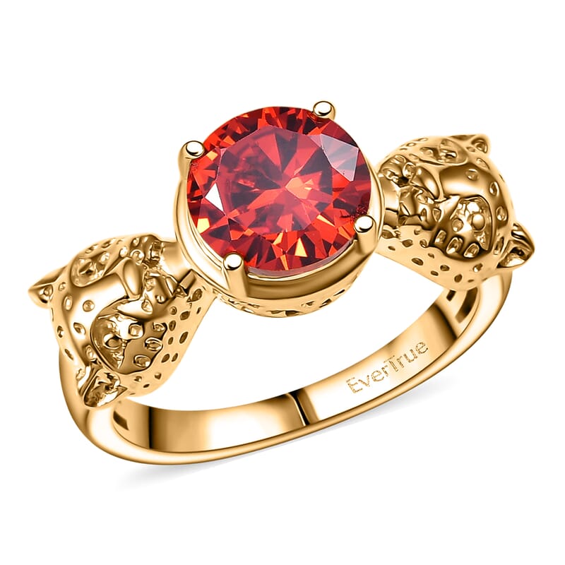 EverTrue Simulated Red Diamond Ring in 18K YG Plated (Size 9.0)