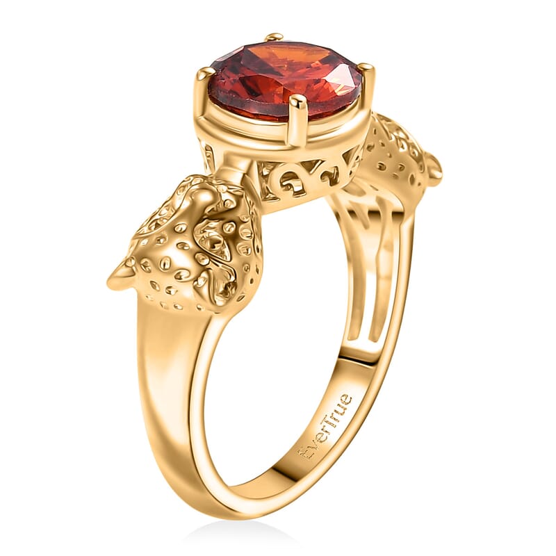 EverTrue Simulated Red Diamond Ring in 18K YG Plated (Size 9.0)