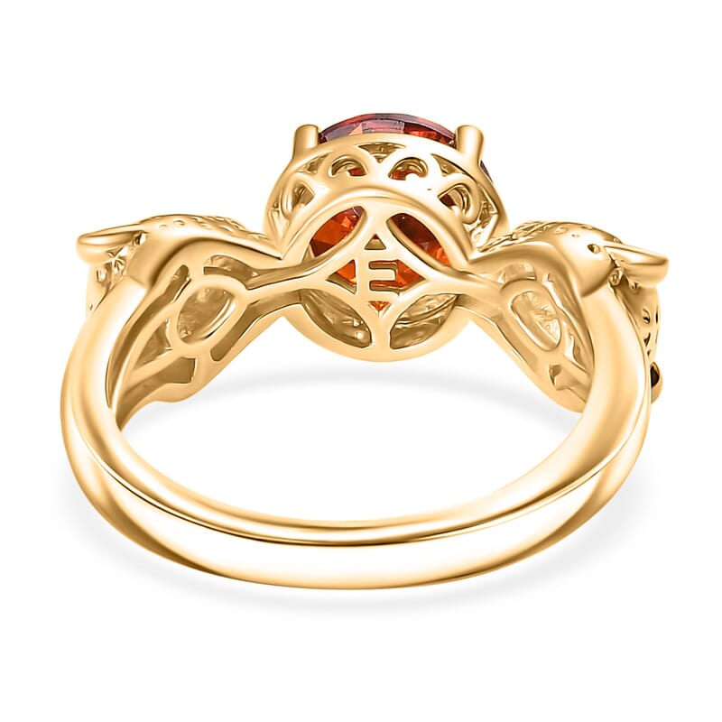 EverTrue Simulated Red Diamond Ring in 18K YG Plated (Size 9.0)