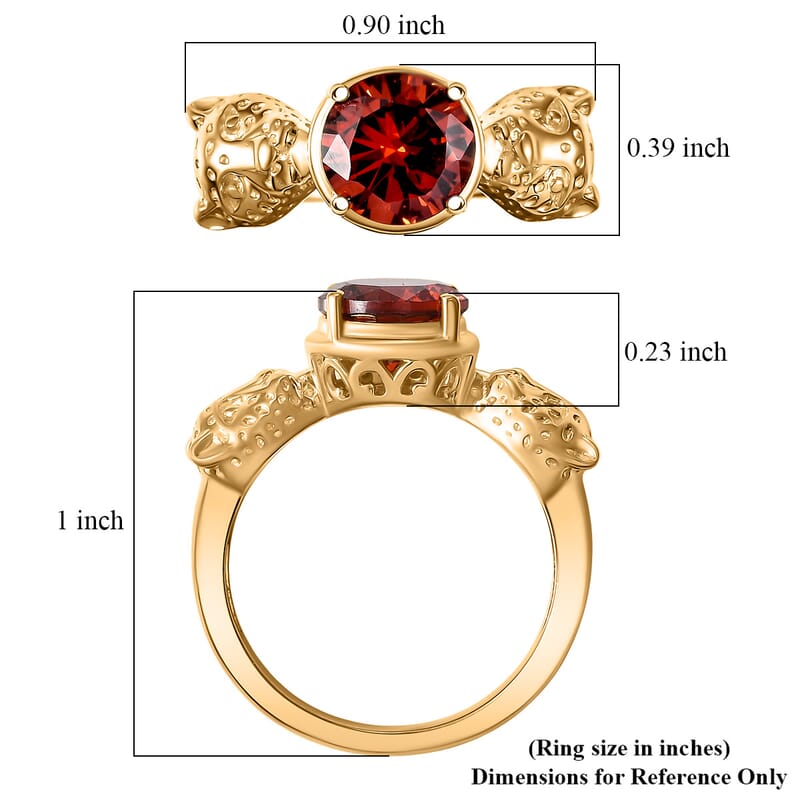 EverTrue Simulated Red Diamond Ring in 18K YG Plated (Size 9.0)