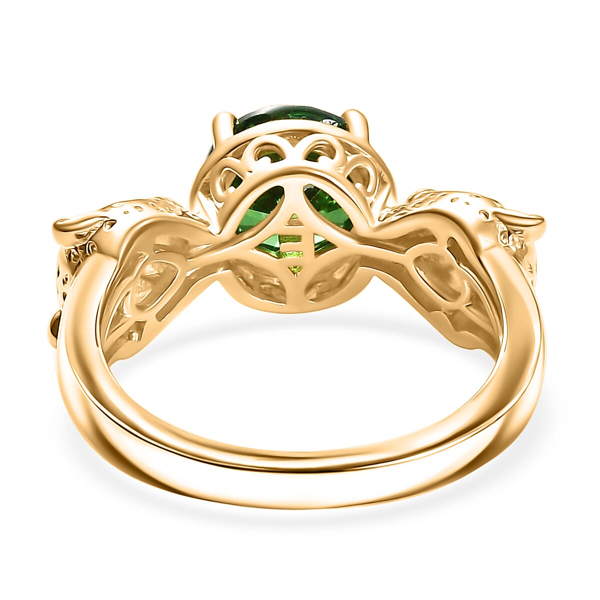 EverTrue Simulated Green Diamond Panther Ring in 18K YG Plated 3.10 ctw (Size 10.0)