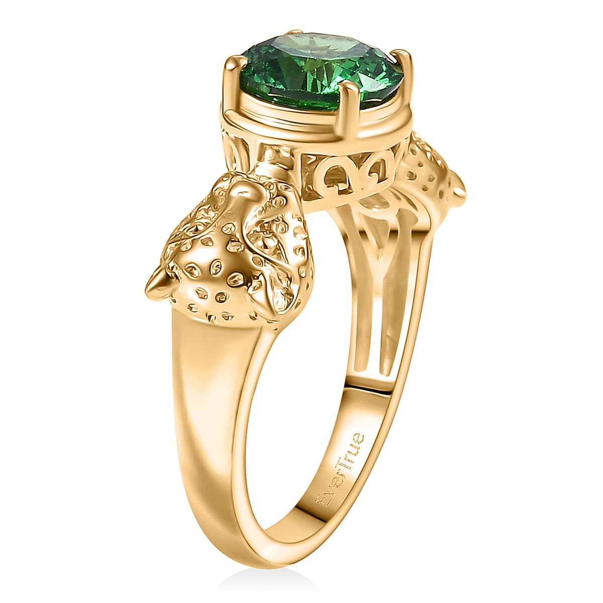 EverTrue Simulated Green Diamond Panther Ring in 18K YG Plated 3.10 ctw (Size 5.0) image number 3