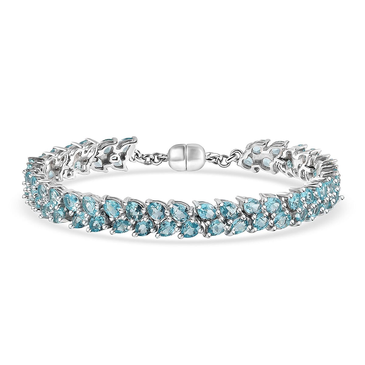 D'Joy Madagascar Blue Apatite 11.10 ctw Twilight Petals Bracelet in Rhodium Over Sterling Silver (7.25 In) image number 0