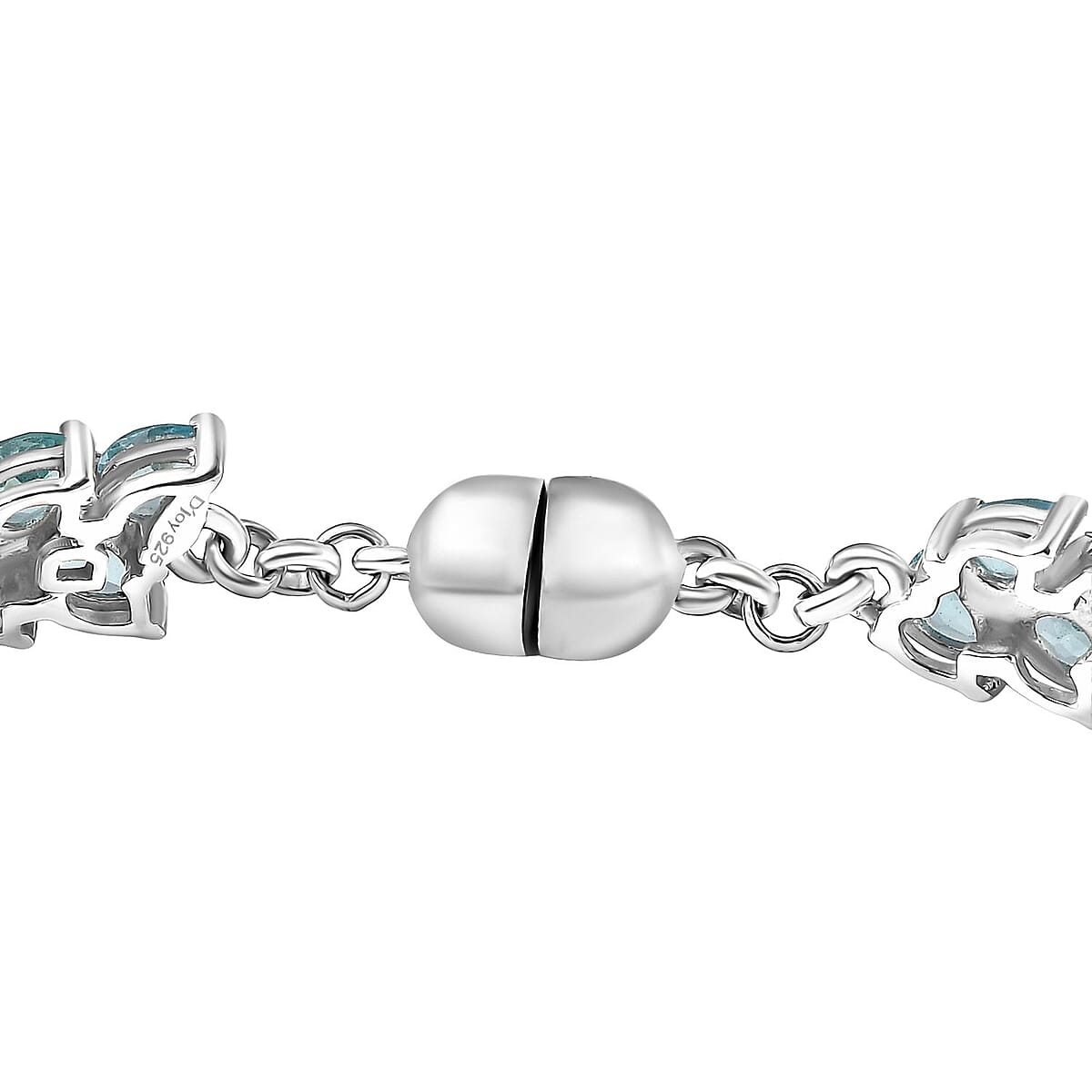 D'Joy Madagascar Blue Apatite 11.10 ctw Twilight Petals Bracelet in Rhodium Over Sterling Silver (7.25 In) image number 3