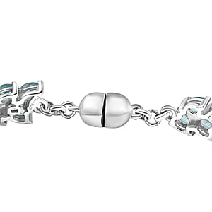 D'Joy Madagascar Blue Apatite Bracelet in Rhodium Over Sterling Silver 11.10 ctw (7.25 Inches)