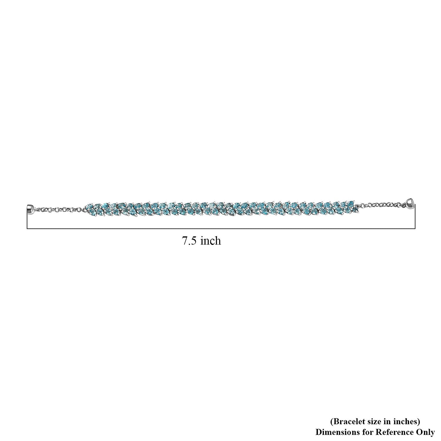 D'Joy Madagascar Blue Apatite Bracelet in Rhodium Over Sterling Silver 11.10 ctw (7.25 Inches)