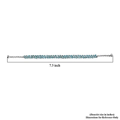 D'Joy Madagascar Blue Apatite Bracelet in Rhodium Over Sterling Silver 11.10 ctw (7.25 Inches)
