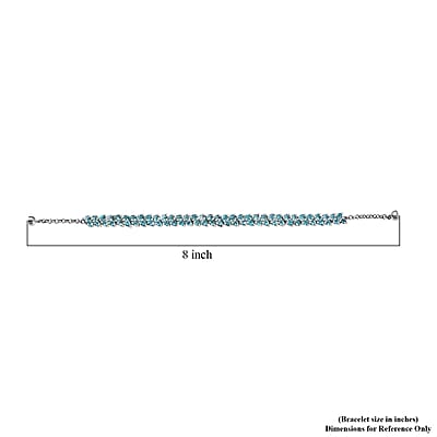 D'Joy Madagascar Blue Apatite Bracelet in Rhodium Over Sterling Silver 11.10 ctw (8.00 Inches)