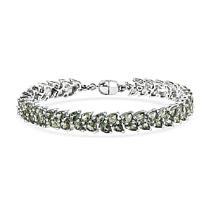 D'Joy Madagascar Green Apatite Bracelet in Rhodium Over Sterling Silver 11.40 ctw (6.50 Inches)