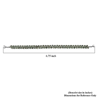 D'Joy Madagascar Green Apatite Bracelet in Rhodium Over Sterling Silver 11.40 ctw (6.50 Inches)
