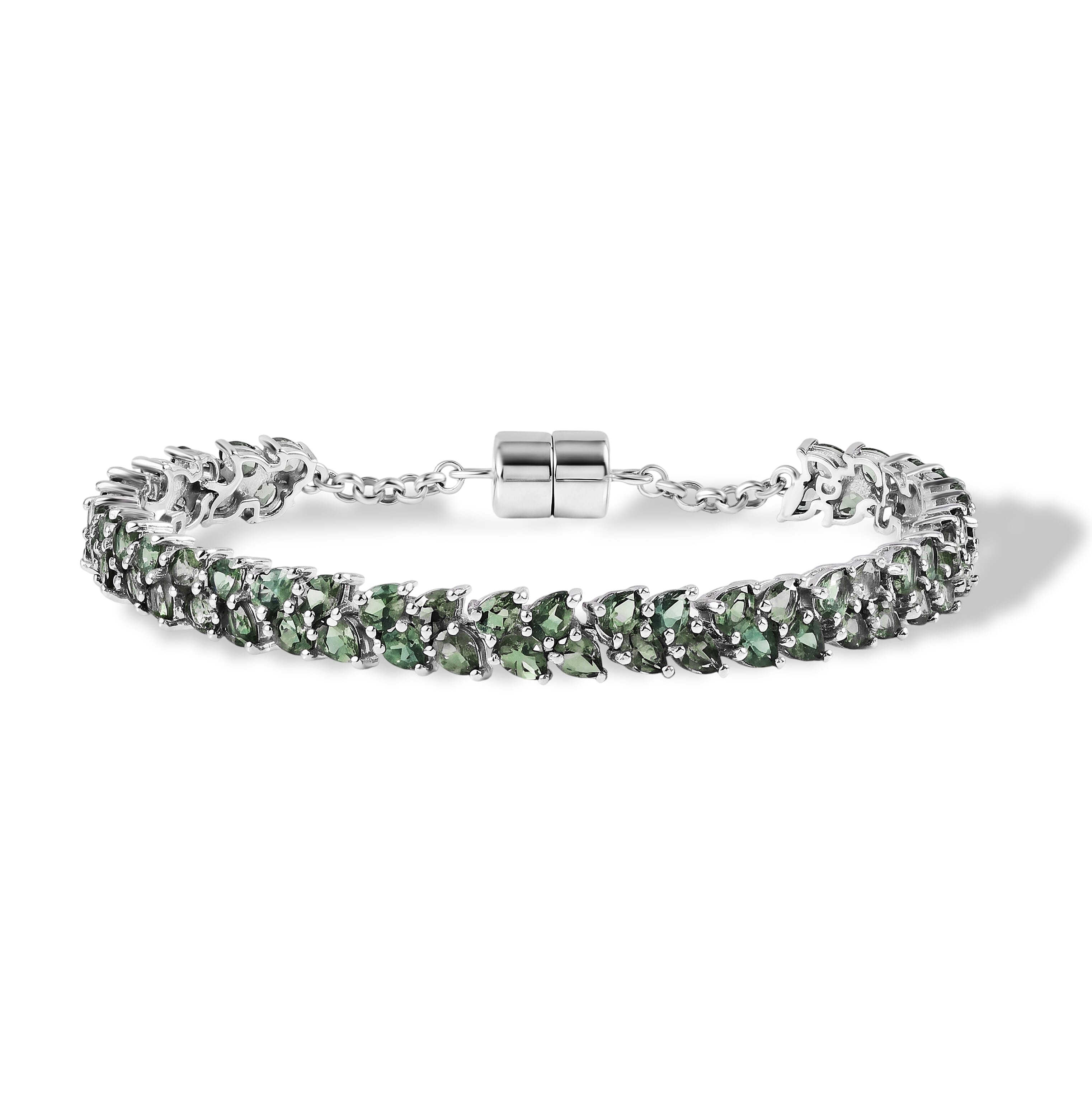 D'Joy Blue Apatite Twilight Petals Bracelet in Rhodium Over Sterling Silver (6.50 In) 11.10 ctw