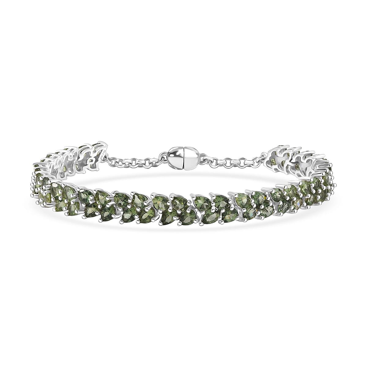 D'Joy Madagascar Green Apatite 11.40 ctw Twilight Petals Bracelet in Rhodium Over Sterling Silver (7.25 In) image number 0